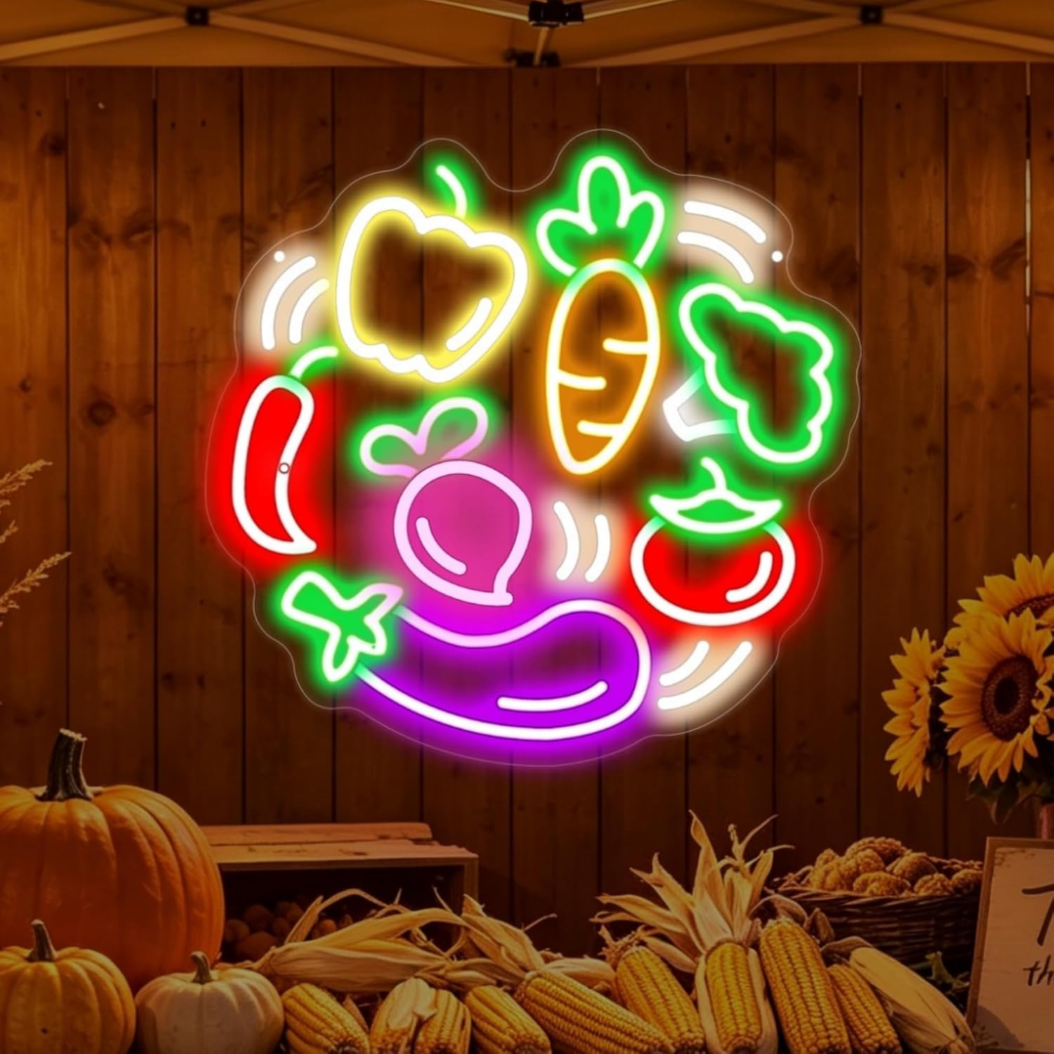 Commercial Kitchen Store - لافتة نيون LED على شكل خضروات،