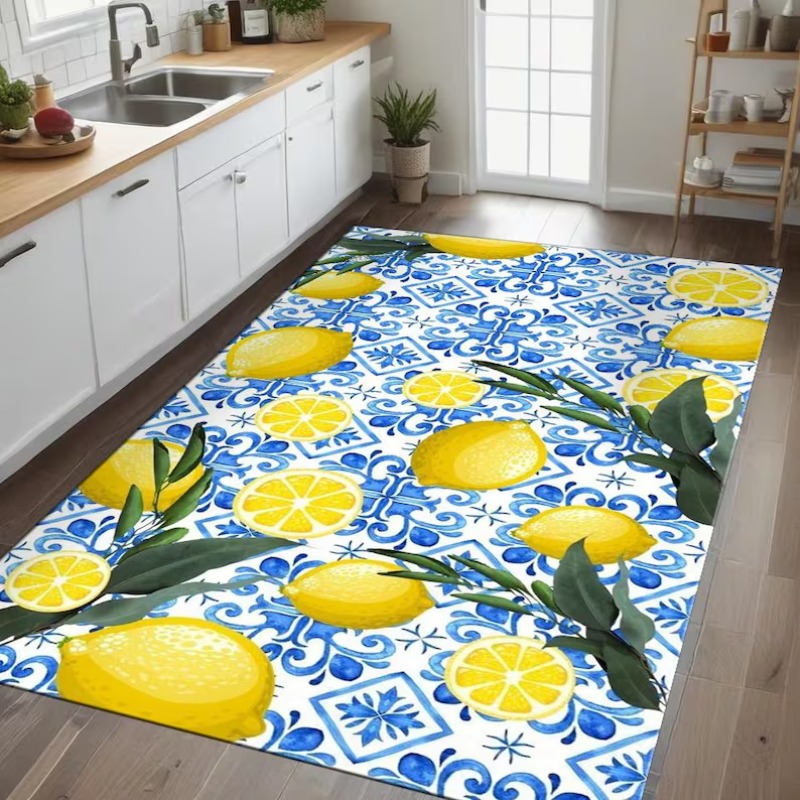 Commercial Kitchen Tile Flooring - سجادة صيفية مشرقة بتصميم الليمون المتوسطي،