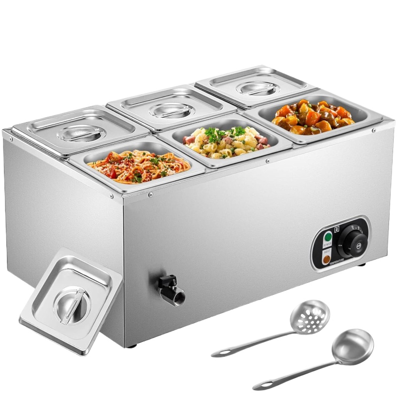 Bain Marie Food Warmer - 6 خزانات التجارية باين ماري جهاز