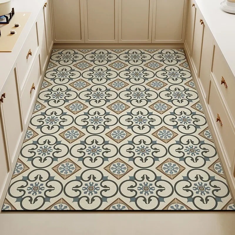 Commercial Kitchen Tile Flooring - سجادة أرضية للمطبخ بتصميم زهور عتيق،
