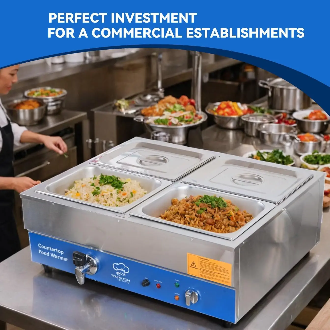 سخان طعام تجاري بأربعة أقسام م - مراجعة Bain Marie Food Warmer وسعره