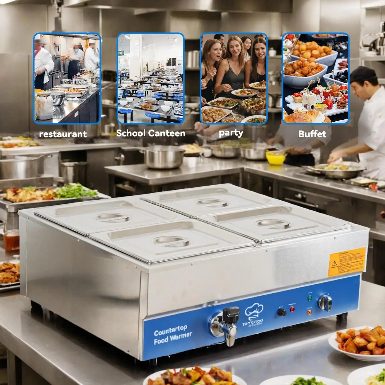سخان طعام تجاري بأربعة أقسام م - مراجعة Bain Marie Food Warmer وسعره